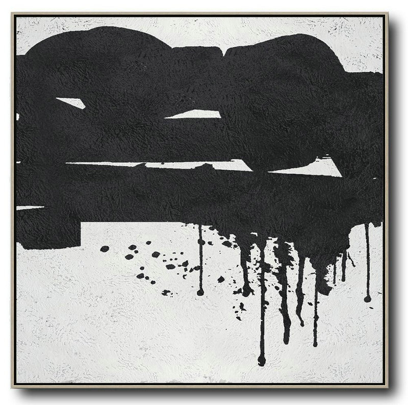 Original Painting Hand Made Large Abstract Art,Oversized Minimal Black And White Painting - Huge Wall Decor